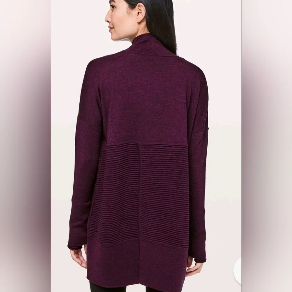 Lululemon Burgundy Open Front Cardigan Sz 8 - Picture 3 of 5